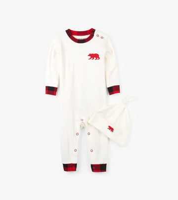 Little Blue House Buffalo Plaid Baby Coverall & Hat